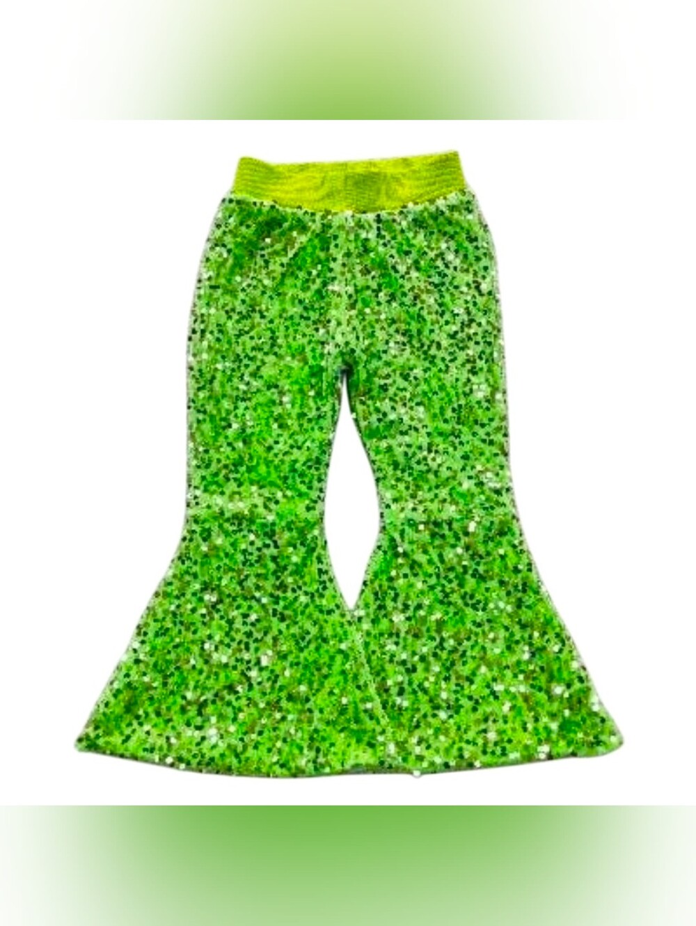 Girls Lime Green Sequin Bell Bottoms